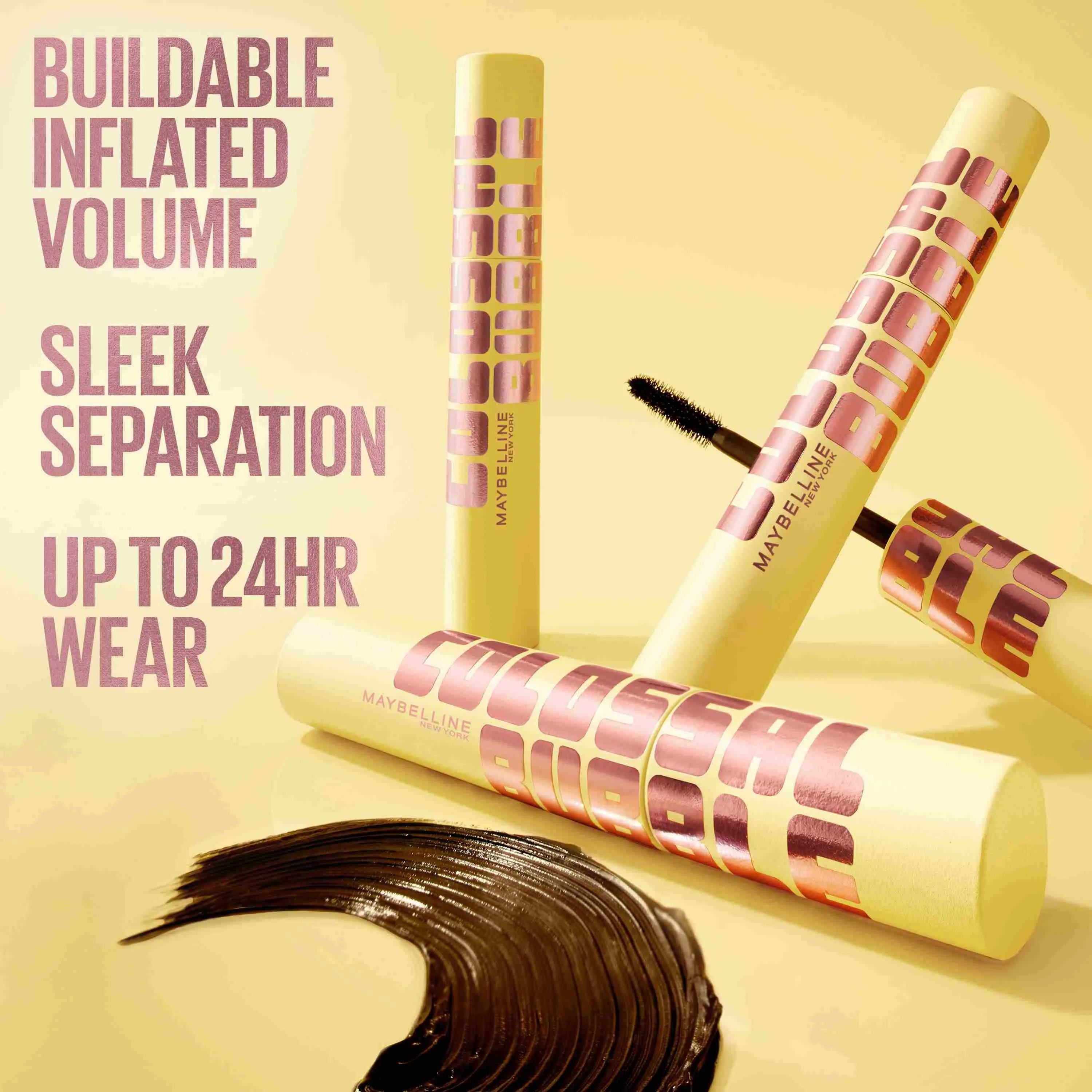 Colossal Bubble™ Waterproof Mascara Buildable, sleek volume
