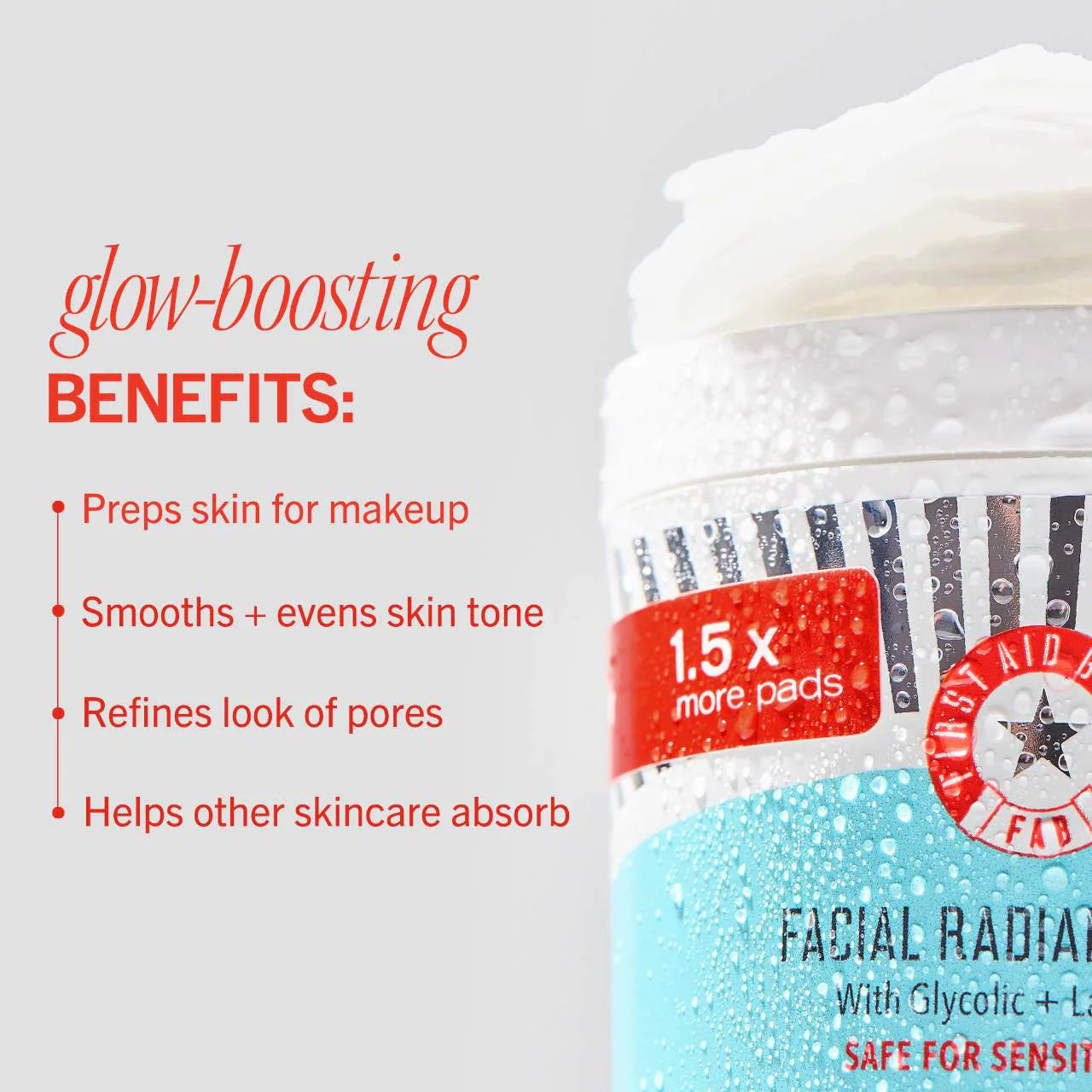 Facial Radiance Pads with Glycolic + Lactic Acids – Exfoliating Pads with AHA