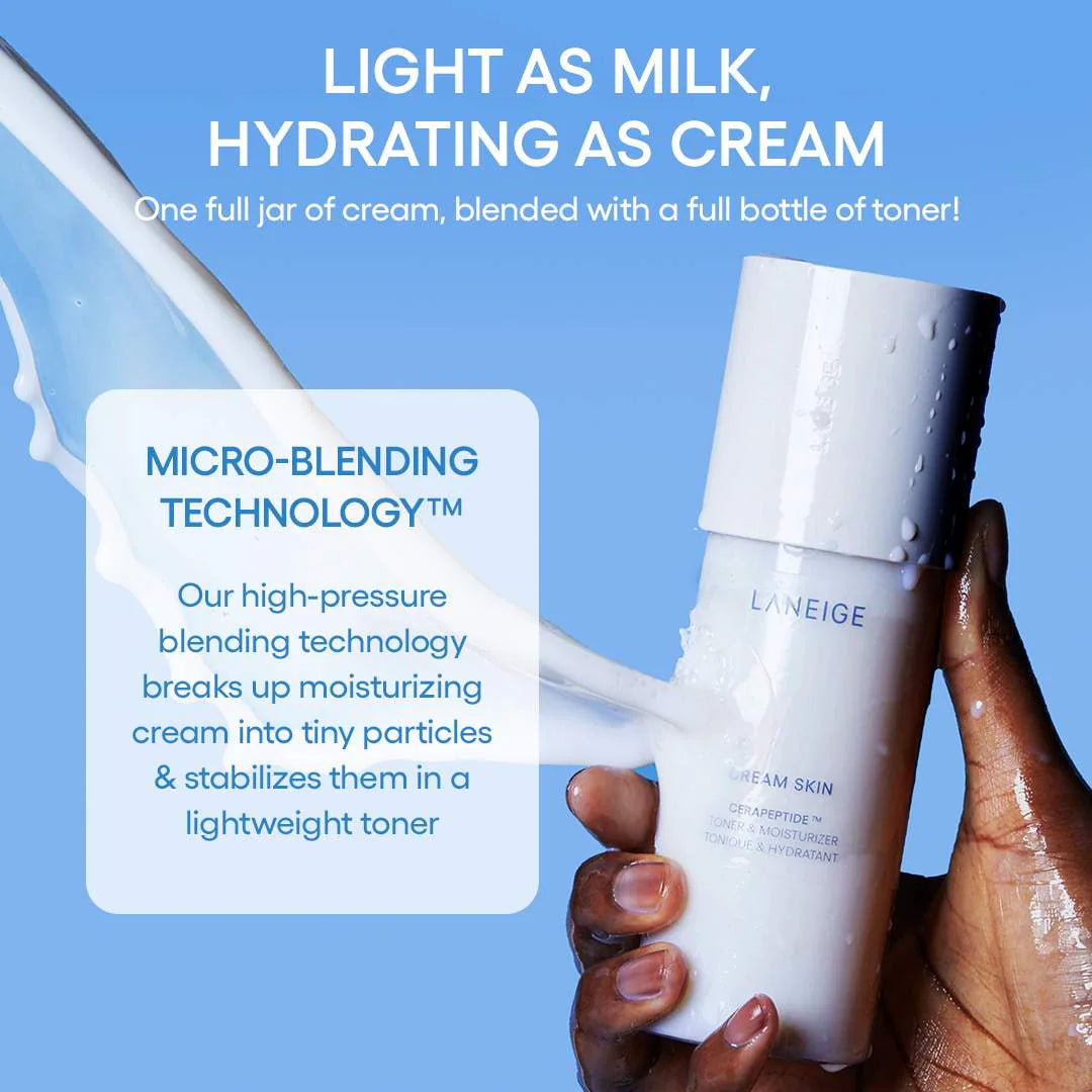 Cream Skin Refillable Toner & Moisturizer with Ceramides and Peptides