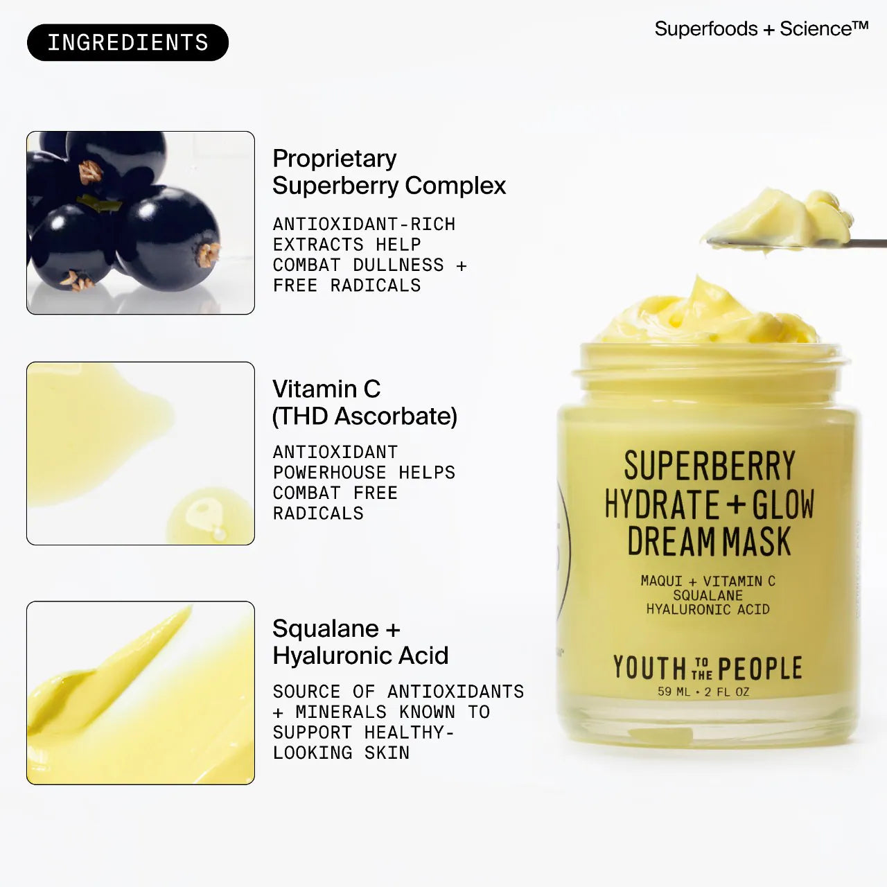 Superberry Hydrate + Glow Dream Night Cream + Mask with Vitamin C