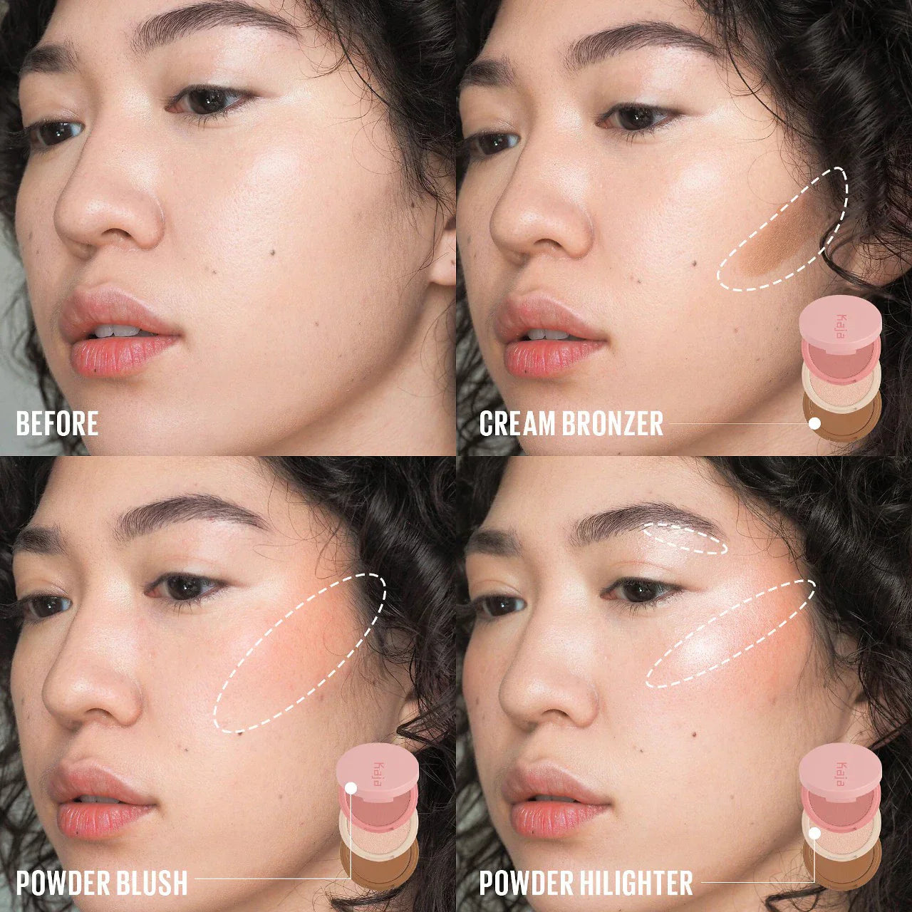 Face Bento Cream Bronzer, Powder Blush & Highlighter Sculpting Trio