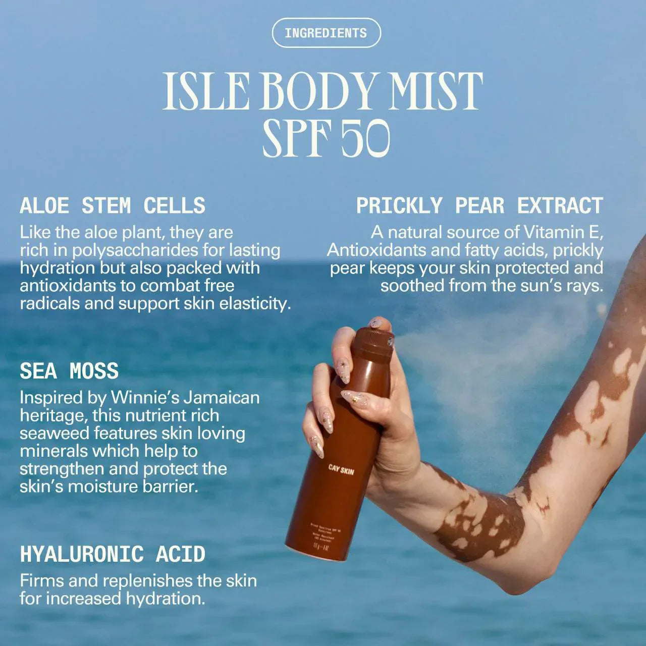 Isle Nourishing Body Mist SPF 50 with Sea Moss and Hyaluronic Acid