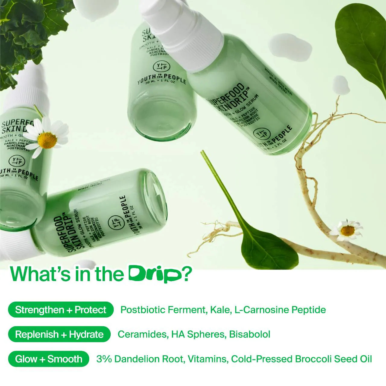 Superfood Skin Drip Smooth + Glow Barrier Serum with Peptides + Niacinamide