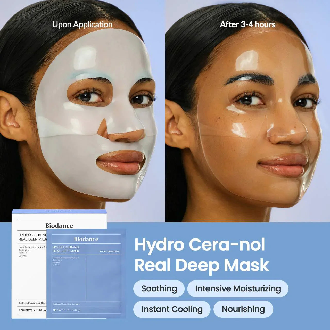 Hydro Cera-nol Real Deep Mask - 4 pack for Dryness Relief & Redness Soothing