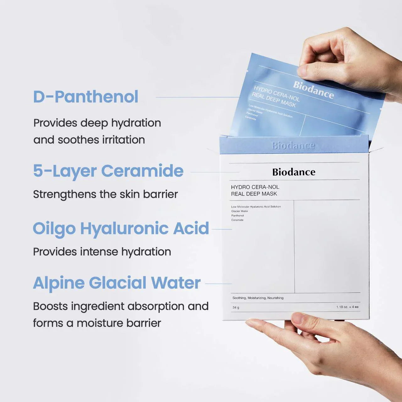 Hydro Cera-nol Real Deep Mask - 4 pack for Dryness Relief & Redness Soothing